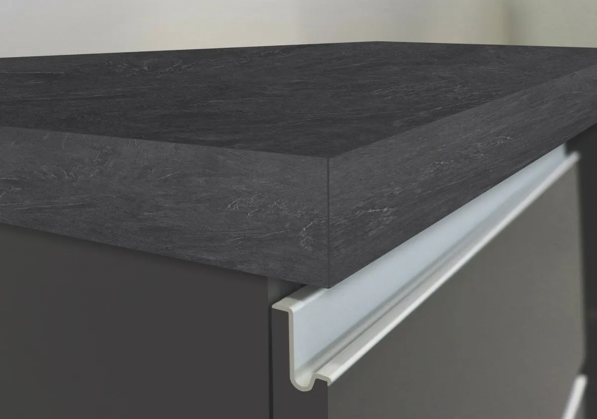 Cucina|Mobili Dispensa > Dmora Isola cucina minimal con ante 155x90x90h cm antracite e ardesia - Tartaro Grigio Ardesia, Nero Antracite