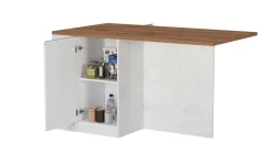 Isola cucina moderna per open space 160x90x90h cm bianca lucida e rovere - Abern