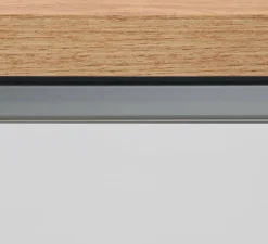 Cucina|Mobili Dispensa > Dmora Isola cucina salvaspazio con ripiani 155x90x90h cm bianca lucida e rovere - Tartaro Marrone Rovere, Bianco Lucido