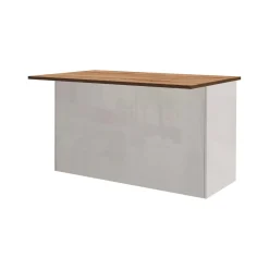 Cucina|Mobili Dispensa > Dmora Isola cucina salvaspazio con ripiani 155x90x90h cm bianca lucida e rovere - Tartaro Marrone Rovere, Bianco Lucido