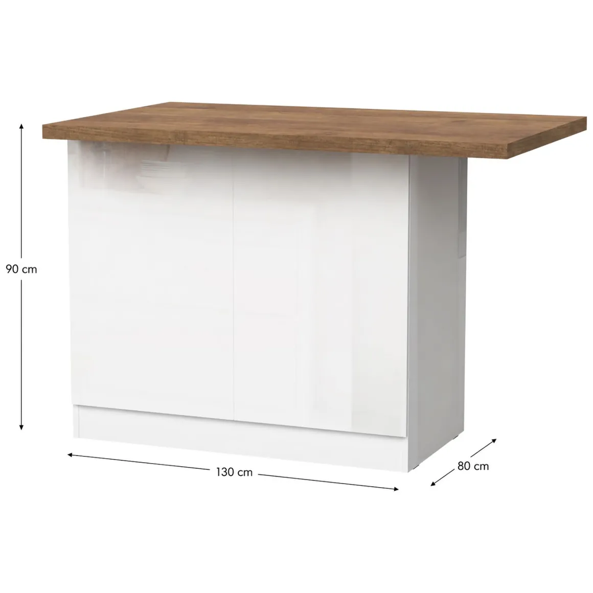 Mobili Dispensa > Dmora Isola da Cucina Bianco Lucido Marrone Noce 3 Ripiani 6 Vani 160x80x90h cm, 3 Ante Made in Italy - Migani Marrone Noce, Bianco Lucido