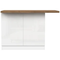 Mobili Dispensa > Dmora Isola da Cucina Bianco Lucido Marrone Noce 3 Ripiani 6 Vani 160x80x90h cm, 3 Ante Made in Italy - Migani Marrone Noce, Bianco Lucido