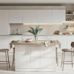 Mobili Dispensa > Dmora Isola da Cucina Bianco Lucido Marrone Rovere un Ripiano 2 Vani 160x80x90h cm, Un'anta Made in Italy - Migabato Marrone Rovere, Bianco Lucido