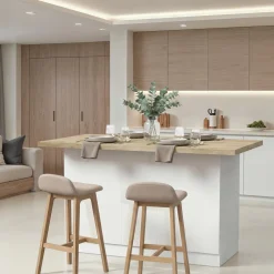 Mobili Dispensa > Dmora Isola da Cucina Bianco Lucido Marrone Rovere un Ripiano 2 Vani 160x80x90h cm, Un'anta Made in Italy - Migabato Marrone Rovere, Bianco Lucido
