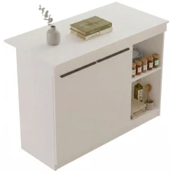 Mobili Dispensa > Dmora Isola da Cucina 2 Ripiani 4 Ante 160x60x90h cm, 4 Vani - Oviglio Bianco