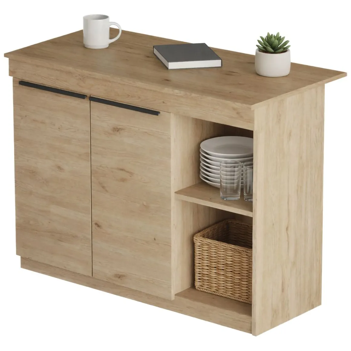 Isola da Cucina Marrone Rovere 2 Ripiani 4 Vani 120x60x88h cm, 2 Ante - Corsico