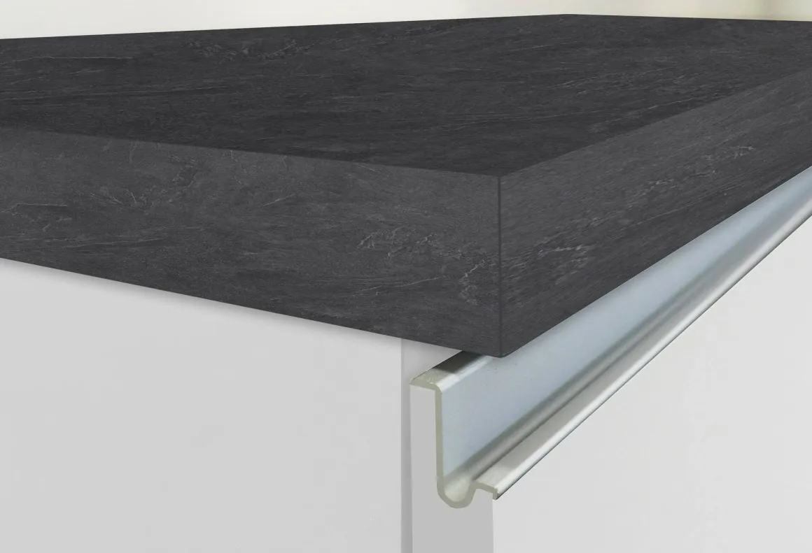 Isola per cucina moderna 155x90x90h cm bianca lucida e ardesia - Tartaro