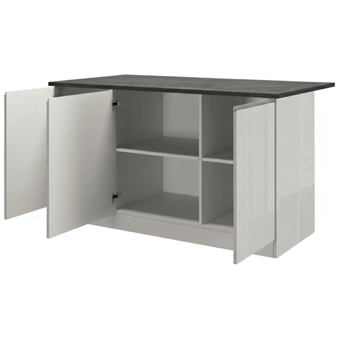 Isola per cucina moderna 155x90x90h cm bianca lucida e ardesia - Tartaro