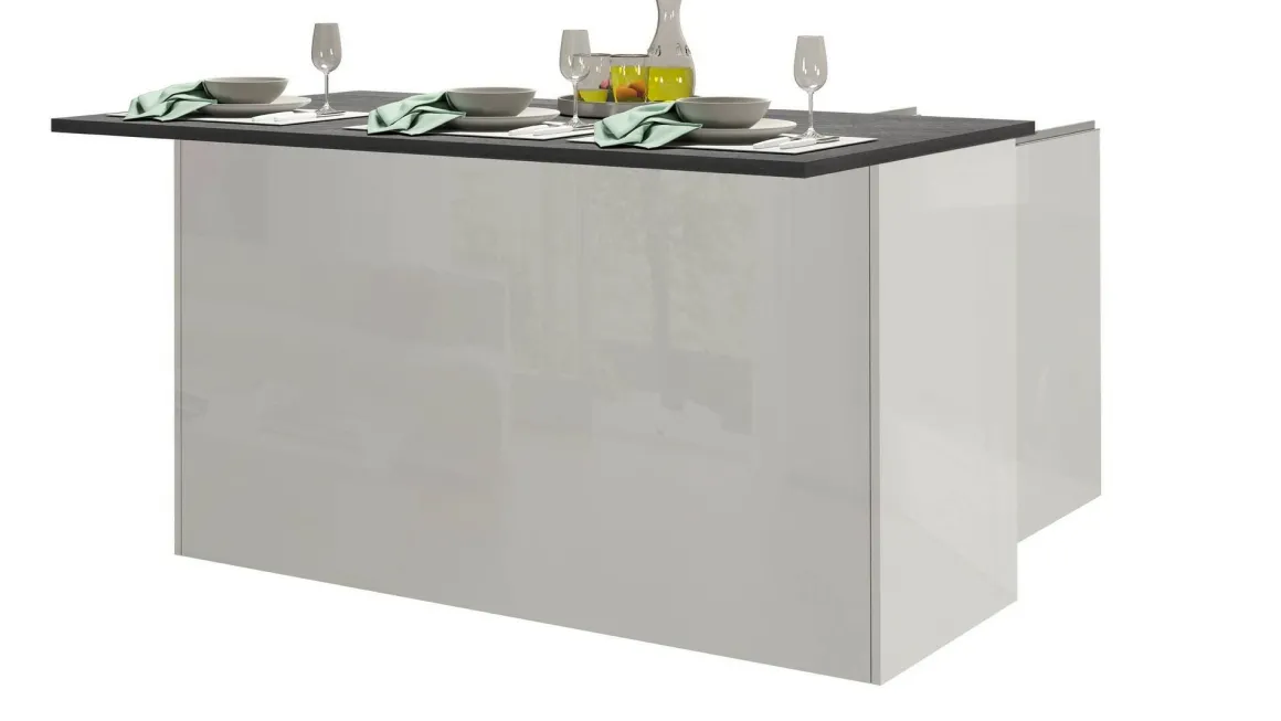 Isola per cucina moderna 155x90x90h cm bianca lucida e ardesia - Tartaro