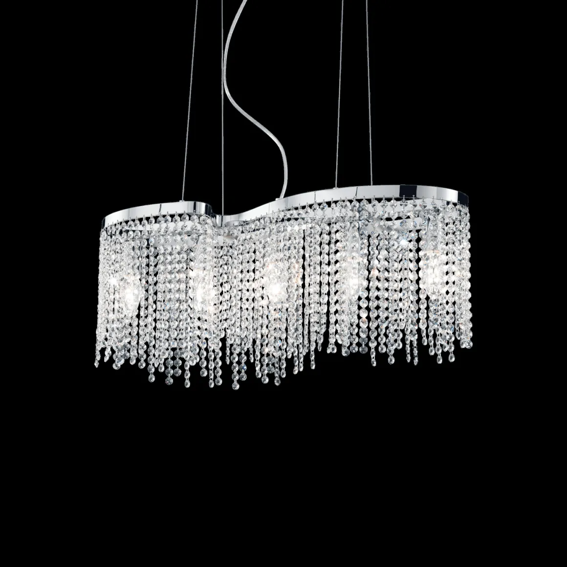 Lampade A Sospensione > Dmora Lampada a sospensione, Lampadario, Luminare sospeso, Lampada a pendente, 65x8h23 cm, Cromo Argento