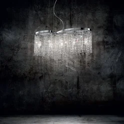 Lampada a sospensione, Lampadario, Luminare sospeso, Lampada a pendente, 65x19h40 cm, Cromo