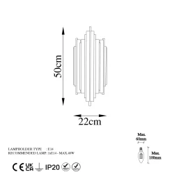 Lampade Da Parete > Dmora Lampada da Parete Attacco e 14 max 40 w Indoor, Materiale Aplique in Metallo - Ceranova Oro