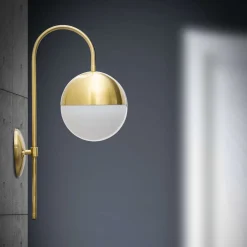 Lampade Da Parete > Dmora Lampada da Parete oro Bianco Necessaria 1 Lampadina Attacco e14, Indoor - Haines Bianco, Oro