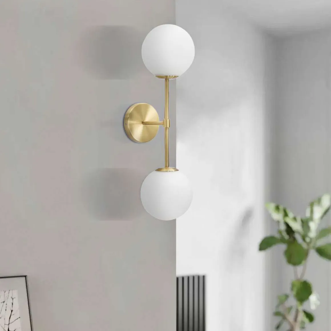 Lampada da Parete oro Bianco Necessarie 2 Lampadine Attacco e14, Indoor - Taroud
