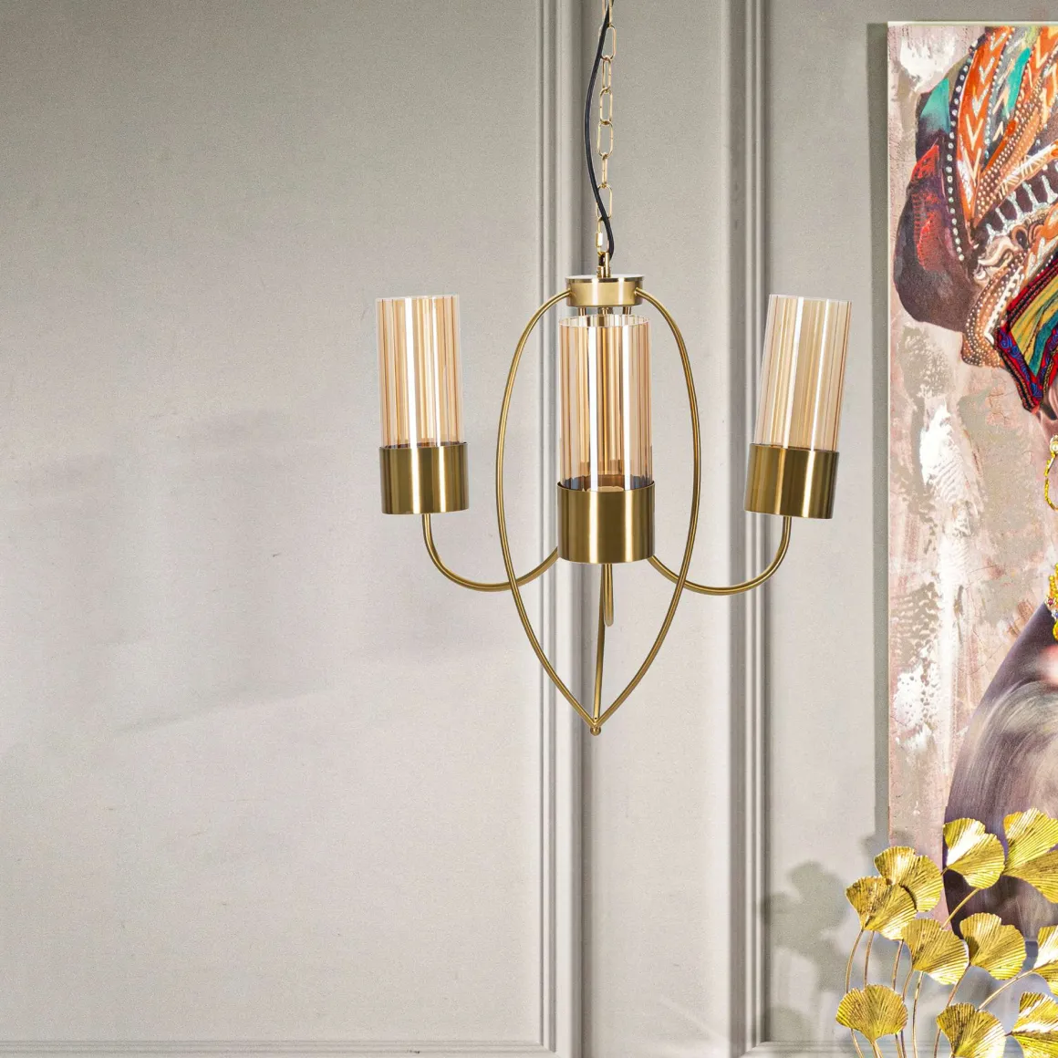 Lampade Da Soffitto > Dmora Lampada da Soffitto Necessarie 5 Lampadine Materiale Struttura in Vetro, - Famidame Oro