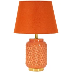 Lampade Da Tavolo > Dmora Lampada da Tavolo Arancione oro Necessaria 1 Lampadina Attacco e27, Paralume - Cordov Oro, Arancione