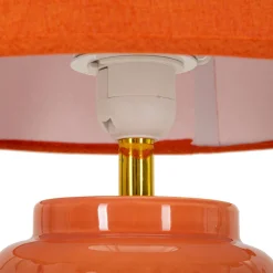 Lampade Da Tavolo > Dmora Lampada da Tavolo Arancione oro Necessaria 1 Lampadina Attacco e27, Paralume - Cordov Oro, Arancione