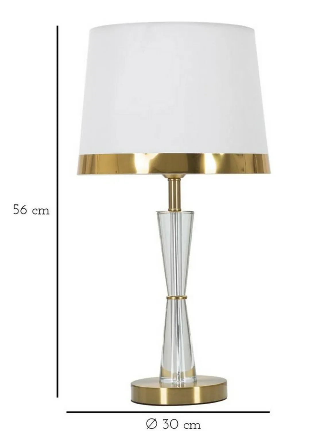 Lampada da tavolo Arriccio, 30x30 h56 cm, Bianco e Oro