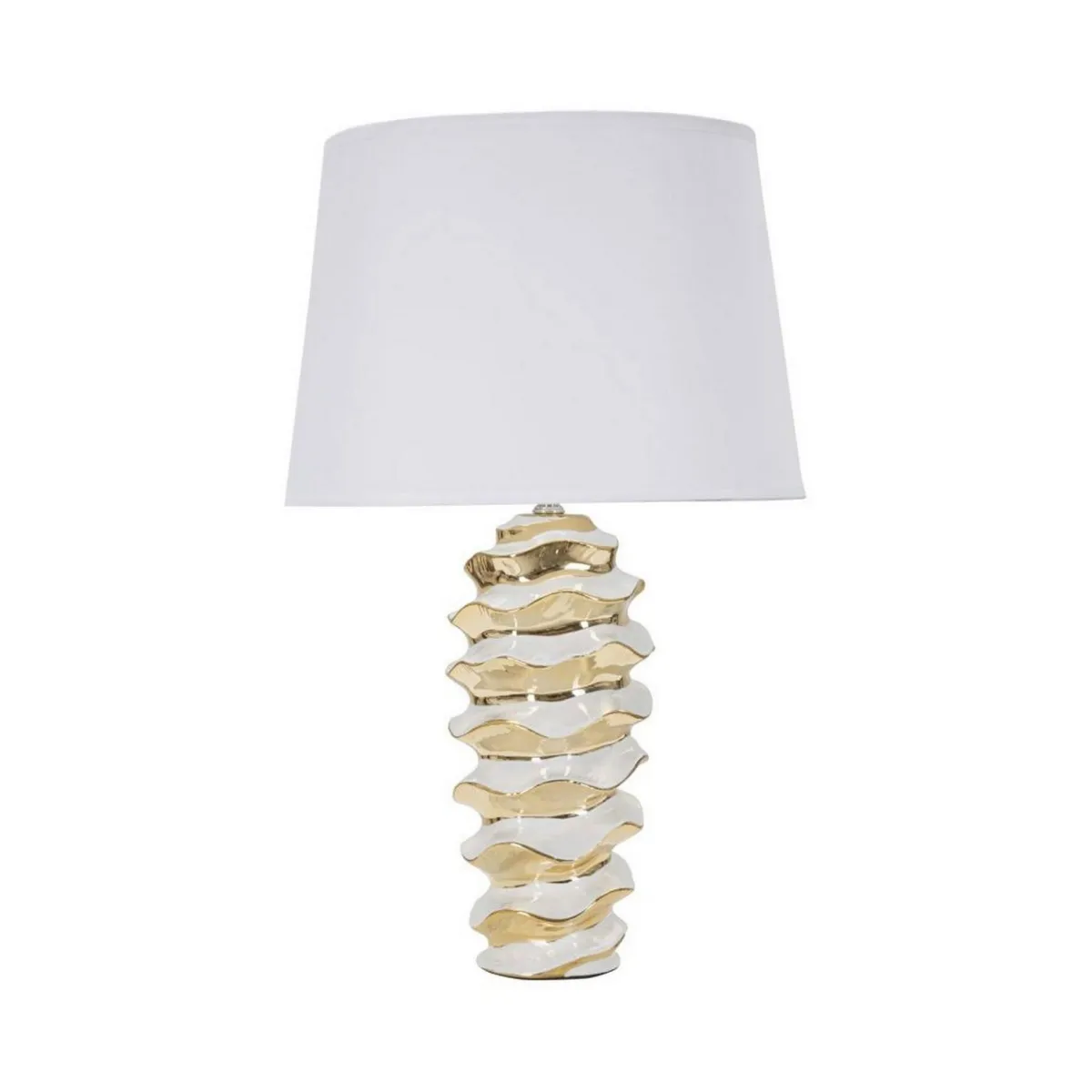 Lampade Da Tavolo > Dmora Lampada da tavolo Ashcan, 33x33 h53 cm, Bianco e Oro Oro, Bianco