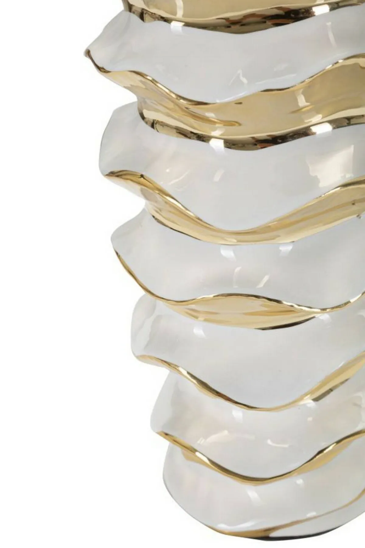 Lampade Da Tavolo > Dmora Lampada da tavolo Ashcan, 33x33 h53 cm, Bianco e Oro Oro, Bianco