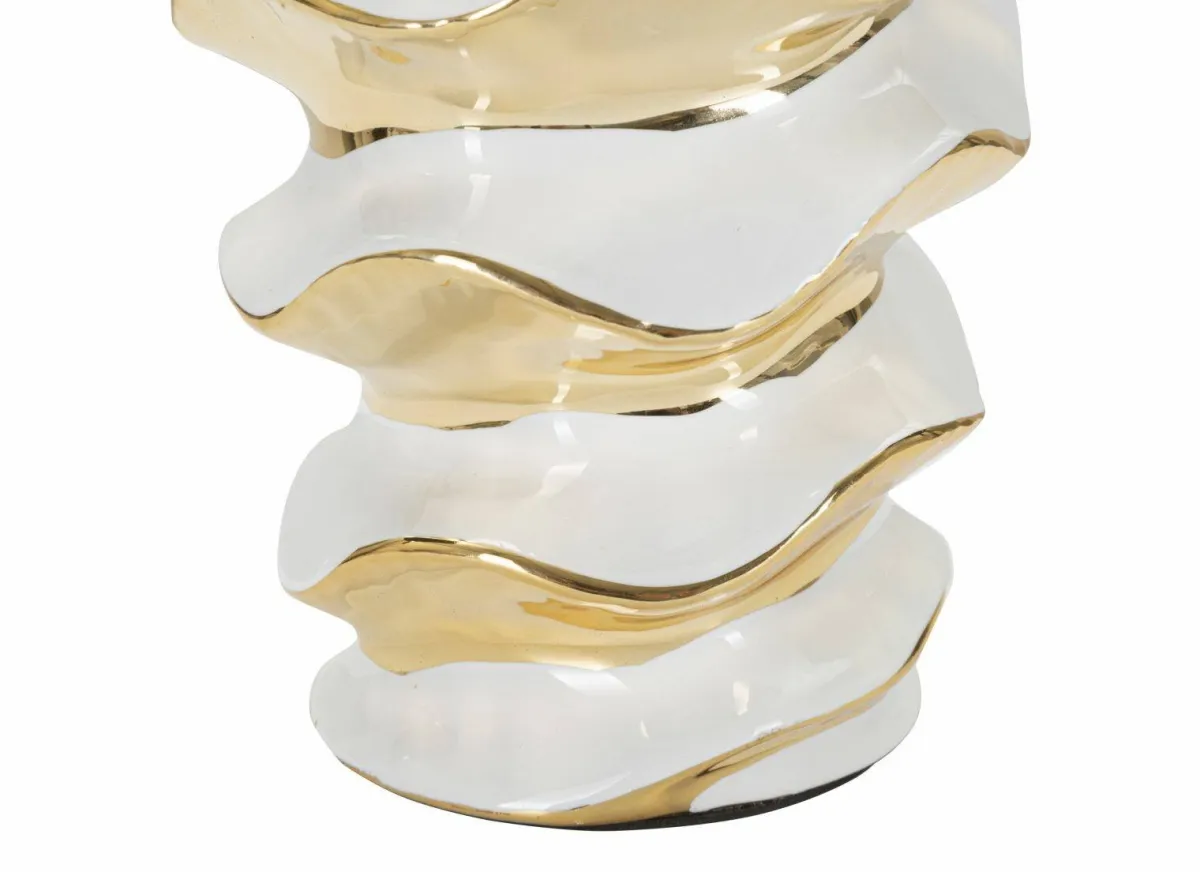 Lampade Da Tavolo > Dmora Lampada da tavolo Ashcan, 33x33 h53 cm, Bianco e Oro Oro, Bianco