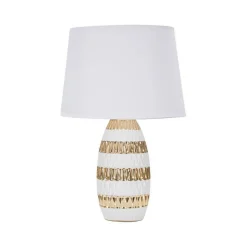 Lampada da tavolo Barr, 33x33 h50 cm, Bianco e Oro