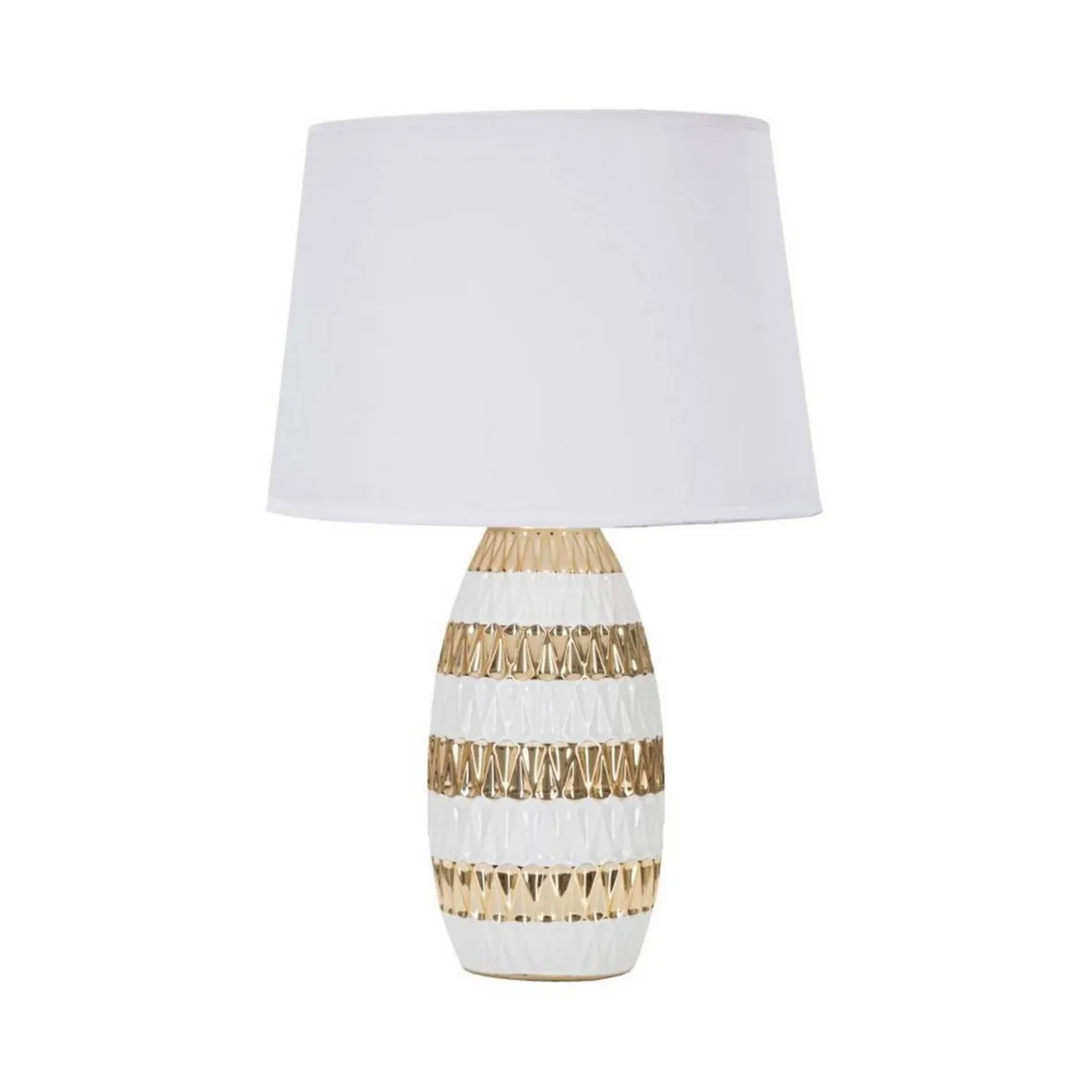 Lampada da tavolo Barr, 33x33 h50 cm, Bianco e Oro