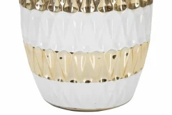 Lampada da tavolo Barr, 33x33 h50 cm, Bianco e Oro
