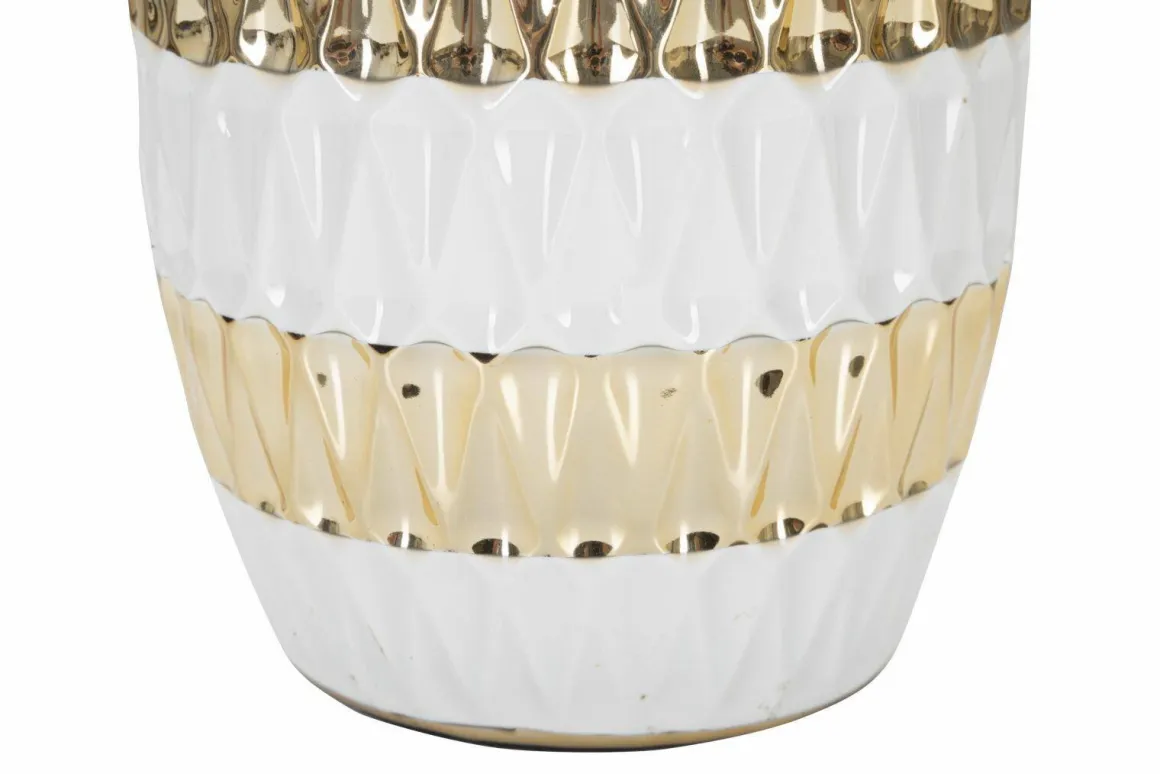 Lampada da tavolo Barr, 33x33 h50 cm, Bianco e Oro