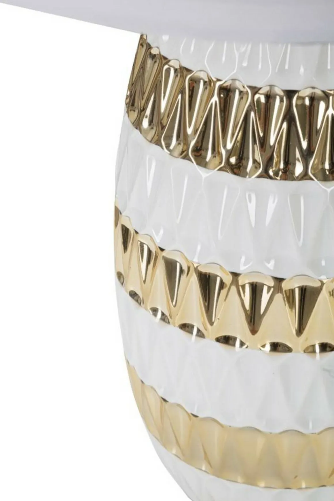 Lampada da tavolo Barr, 33x33 h50 cm, Bianco e Oro