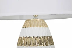 Lampada da tavolo Barr, 33x33 h50 cm, Bianco e Oro
