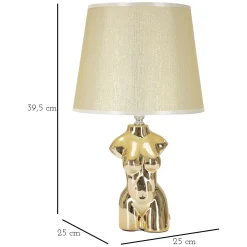 Lampade Da Tavolo > Dmora Lampada da Tavolo Beige oro Necessaria 1 Lampadina Attacco e27, Paralume - Fale Oro, Beige