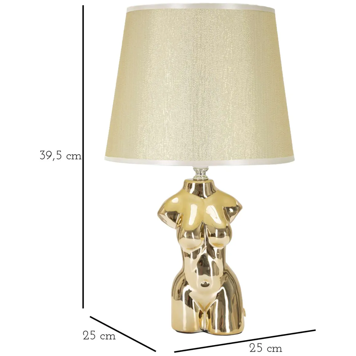 Lampade Da Tavolo > Dmora Lampada da Tavolo Beige oro Necessaria 1 Lampadina Attacco e27, Paralume - Fale Oro, Beige
