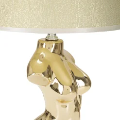 Lampade Da Tavolo > Dmora Lampada da Tavolo Beige oro Necessaria 1 Lampadina Attacco e27, Paralume - Fale Oro, Beige