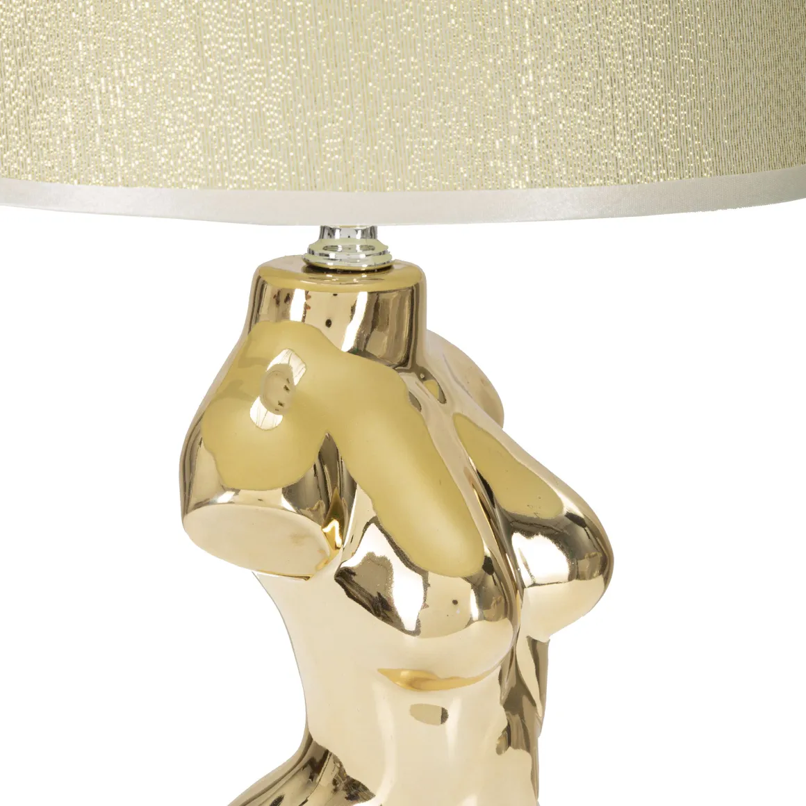 Lampade Da Tavolo > Dmora Lampada da Tavolo Beige oro Necessaria 1 Lampadina Attacco e27, Paralume - Fale Oro, Beige
