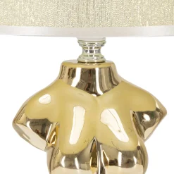 Lampade Da Tavolo > Dmora Lampada da Tavolo Beige oro Necessaria 1 Lampadina Attacco e27, Paralume - Fale Oro, Beige