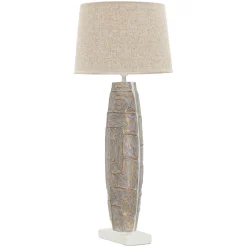Lampada da Tavolo Beige oro Necessaria 1 Lampadina Attacco e27, Paralume - Falekaza