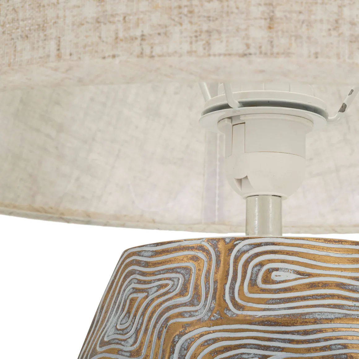 Lampada da Tavolo Beige oro Necessaria 1 Lampadina Attacco e27, Paralume - Falekaza