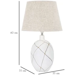 Lampada da Tavolo Bianco Beige Necessaria 1 Lampadina Attacco e27, Paralume - Baha