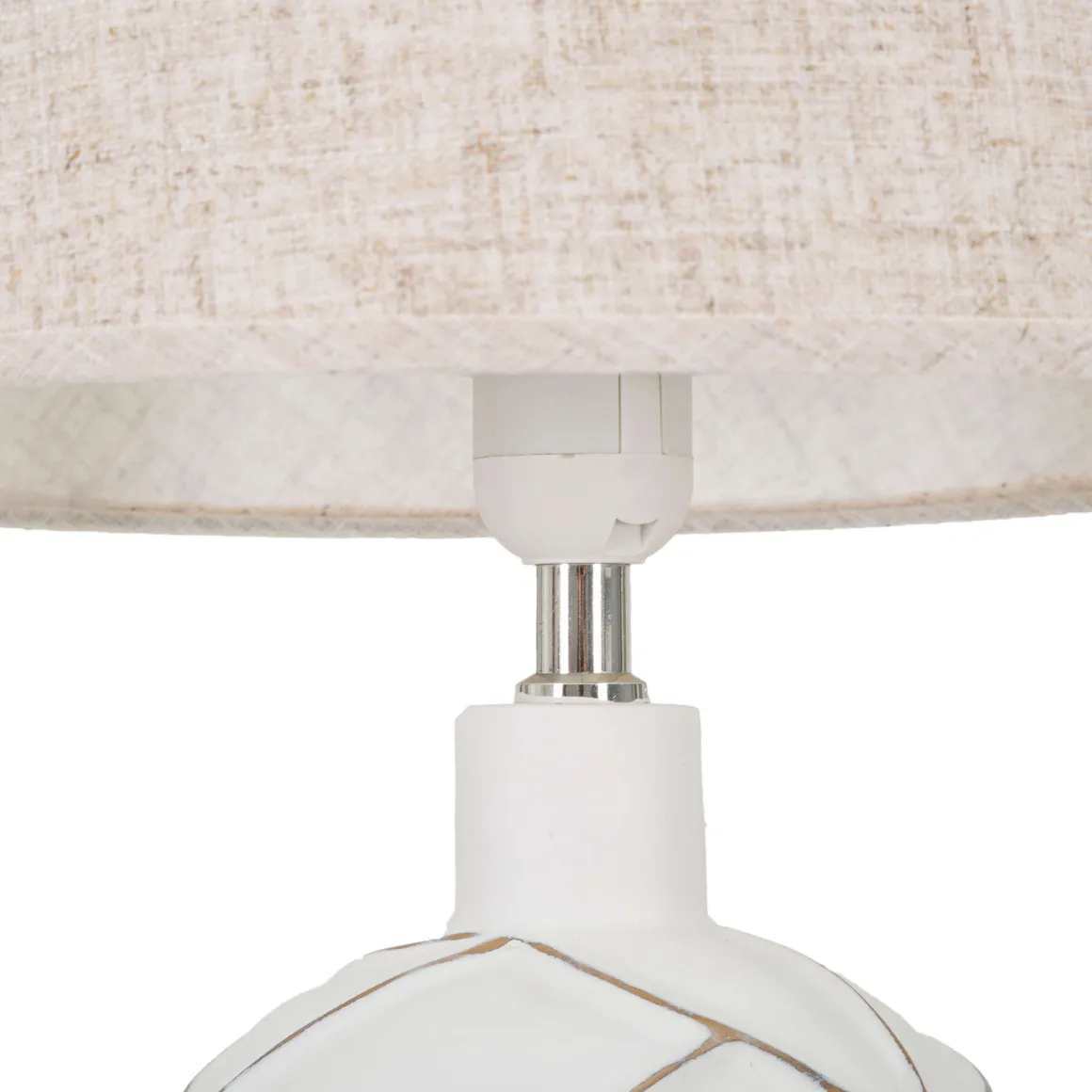Lampada da Tavolo Bianco Beige Necessaria 1 Lampadina Attacco e27, Paralume - Baha