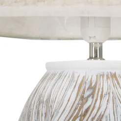 Lampada da Tavolo Bianco Beige Necessaria 1 Lampadina Attacco e27, Paralume - Batabaga