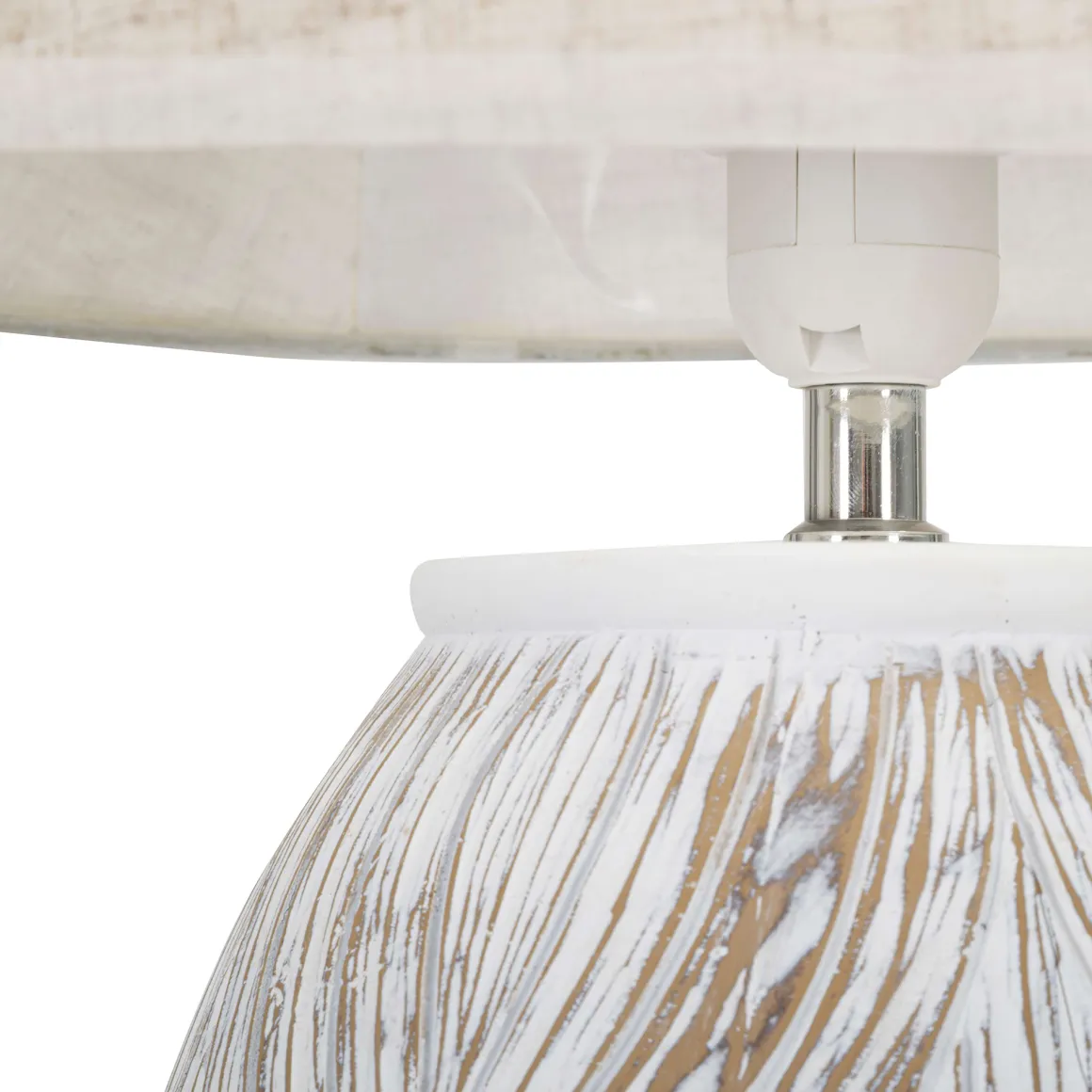 Lampada da Tavolo Bianco Beige Necessaria 1 Lampadina Attacco e27, Paralume - Batabaga