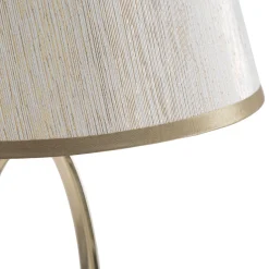 Lampade Da Tavolo > Dmora Lampada da Tavolo Bianco Crema oro Necessaria 1 Lampadina Attacco e27, Paralume - Kars Oro, Bianco Crema