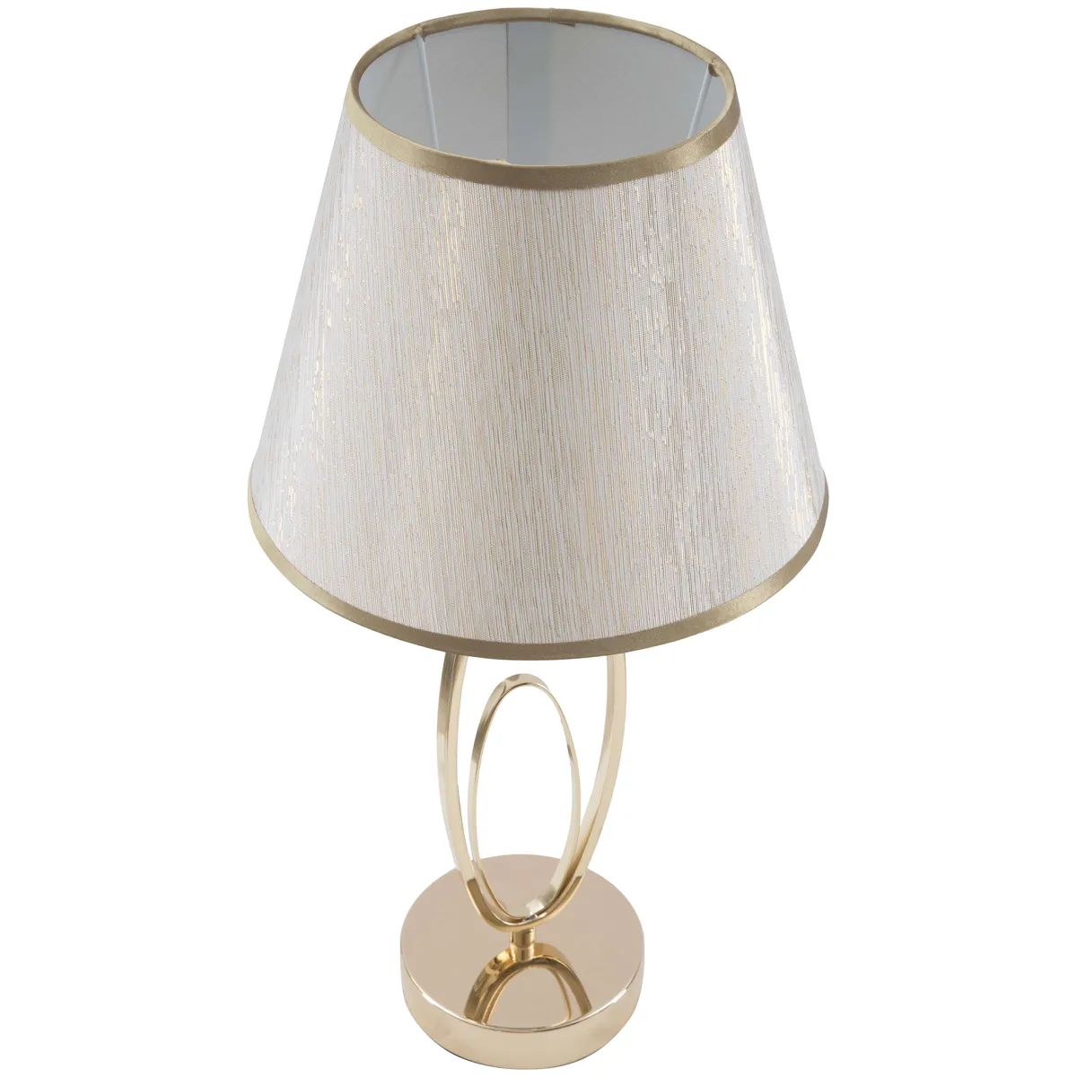 Lampade Da Tavolo > Dmora Lampada da Tavolo Bianco Crema oro Necessaria 1 Lampadina Attacco e27, Paralume - Kars Oro, Bianco Crema