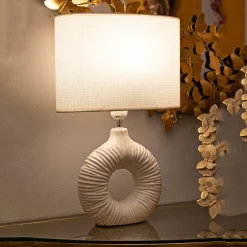 Lampade Da Tavolo > Dmora Lampada da Tavolo Necessaria 1 Lampadina Attacco e14, Paralume - Mirny Bianco