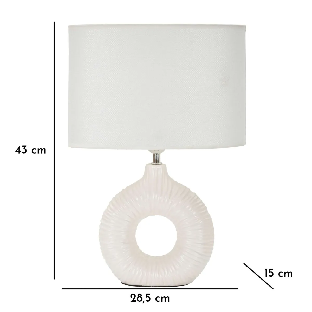 Lampade Da Tavolo > Dmora Lampada da Tavolo Necessaria 1 Lampadina Attacco e14, Paralume - Mirny Bianco