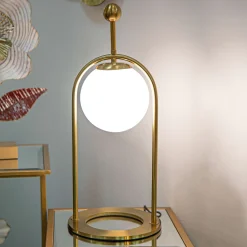 Lampada da Tavolo Bianco Opaco oro Necessaria 1 Lampadina Attacco e14, Interruttore Manuale - Andong