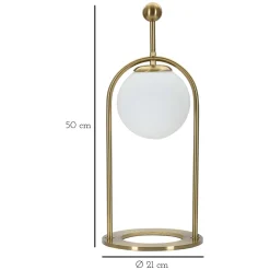 Lampade Da Tavolo > Dmora Lampada da Tavolo Bianco Opaco oro Necessaria 1 Lampadina Attacco e14, Interruttore Manuale - Kizhi Oro, Bianco Opaco