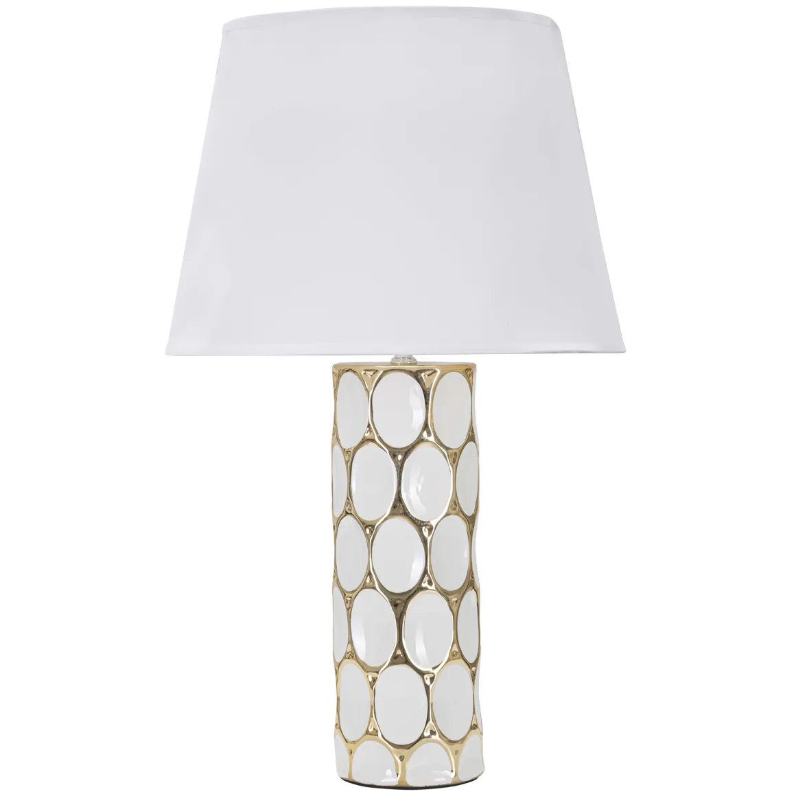 Lampada da Tavolo Bianco oro Necessaria 1 Lampadina Attacco e27, Paralume - Badani