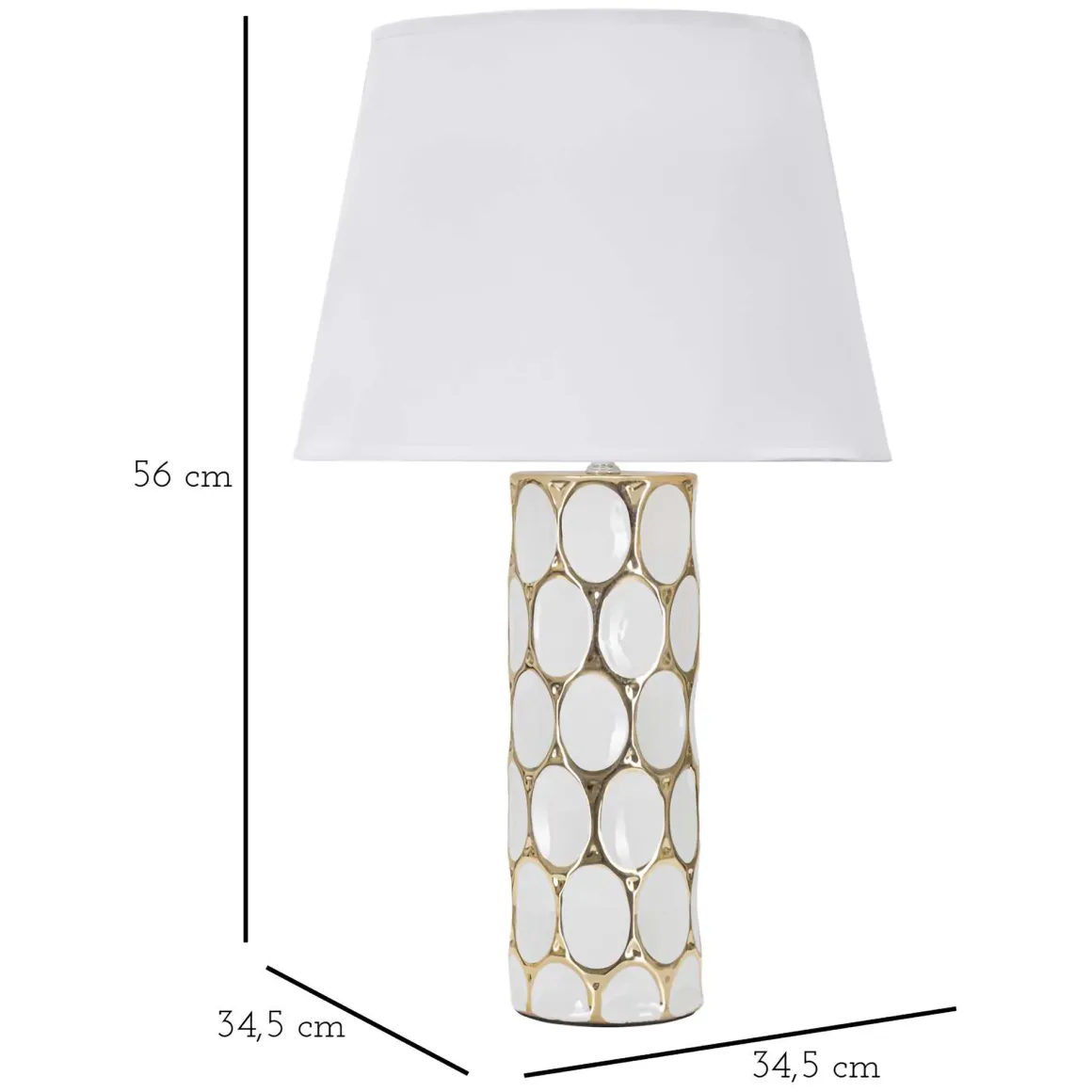 Lampada da Tavolo Bianco oro Necessaria 1 Lampadina Attacco e27, Paralume - Badani